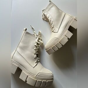 Cream Combat Boots